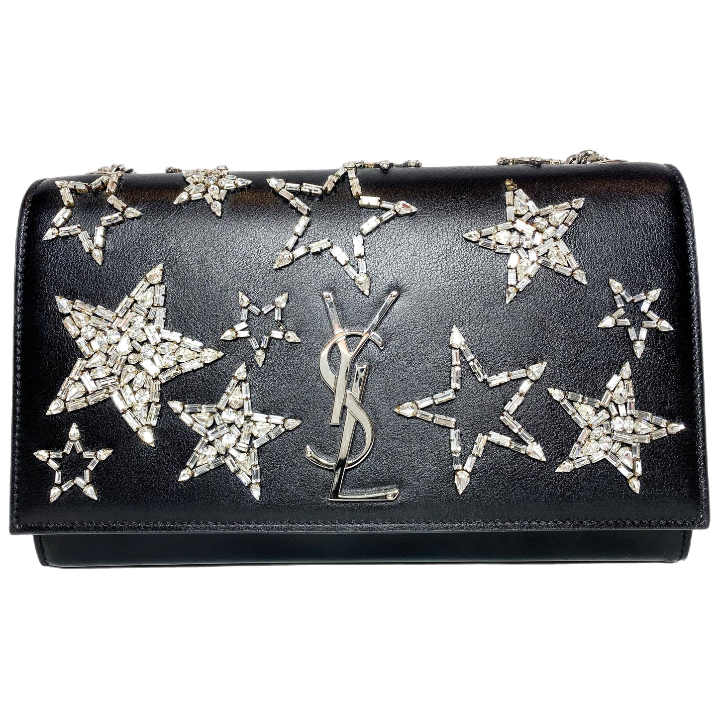 YSL Black Crystal Star Medium Monogram Kate Bag