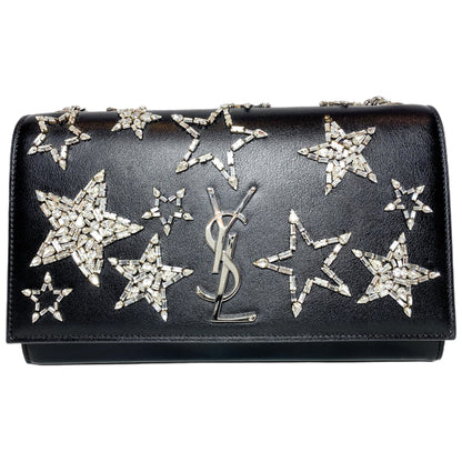 YSL Black Crystal Star Medium Monogram Kate Bag