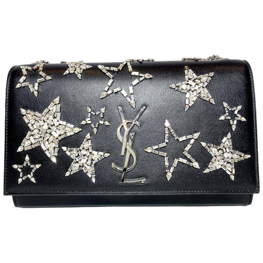 YSL Black Crystal Star Medium Monogram Kate Bag