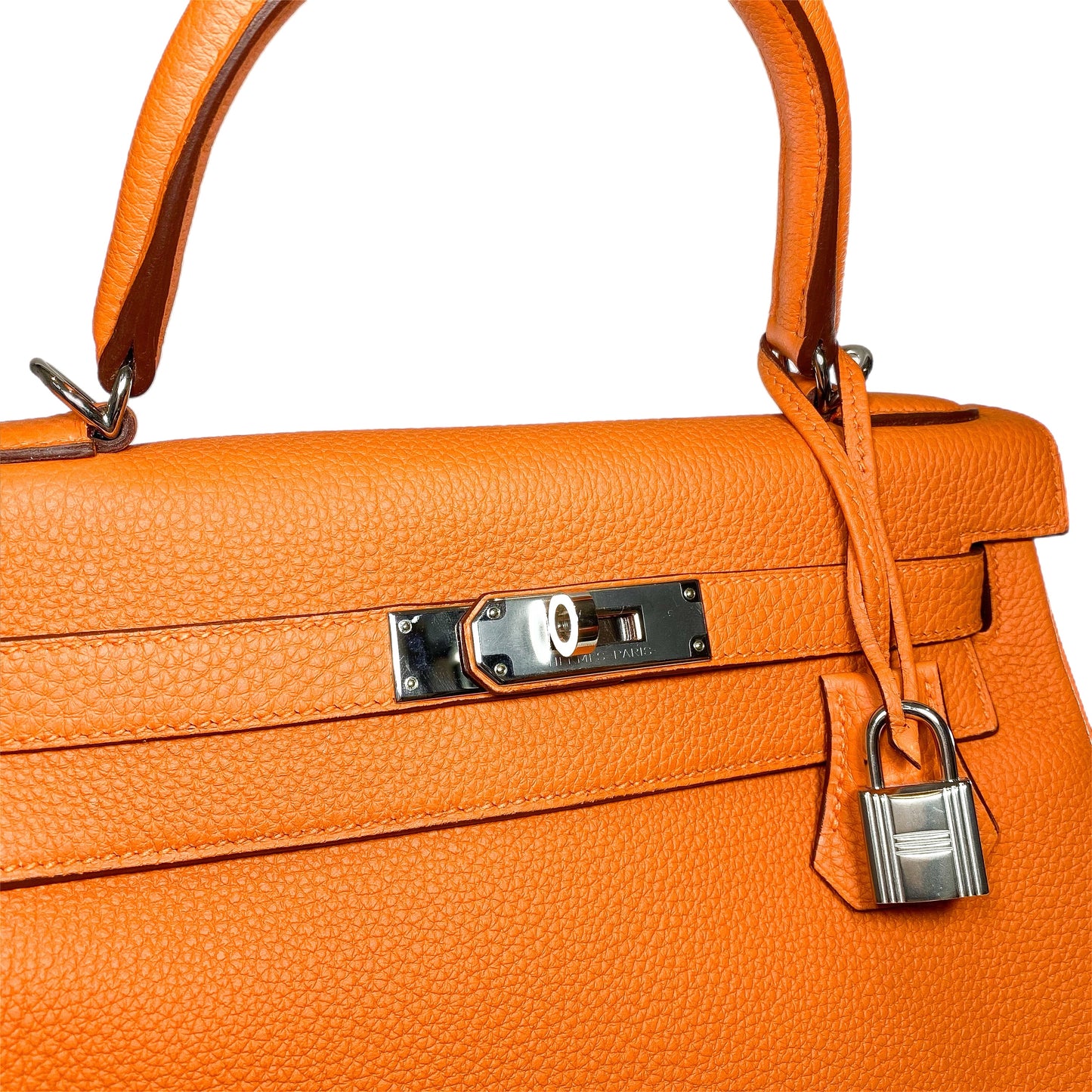 Hermes Kelly 28 Orange Togo Palladium Hardware