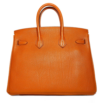 Hermes Birkin 25 Orange Togo Palladium Hardware