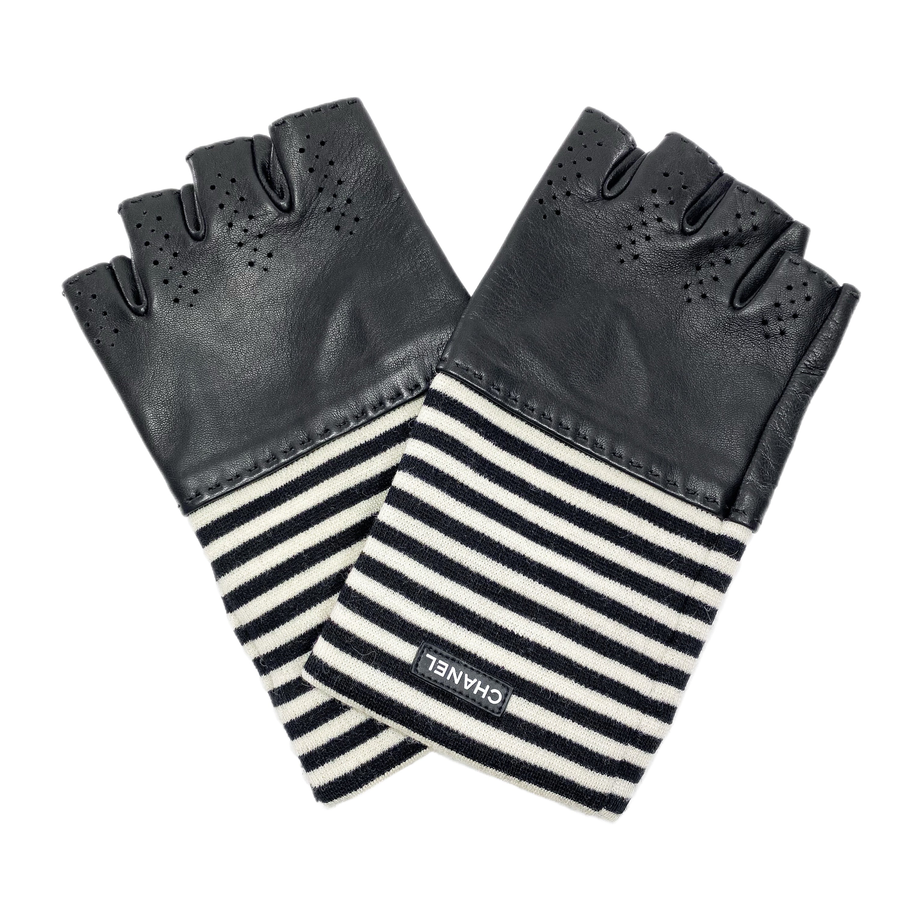 Chanel Black White Striped Fingerless Gloves – Consign of the Times ™