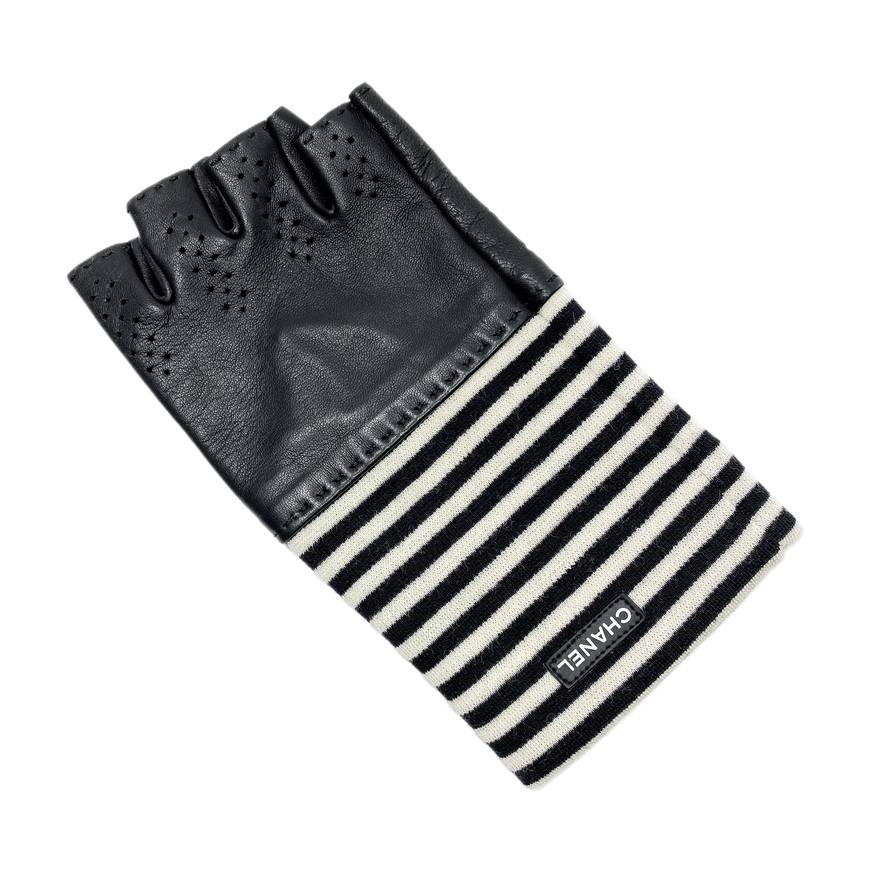 Chanel Black White Striped Fingerless Gloves – Consign of the Times ™