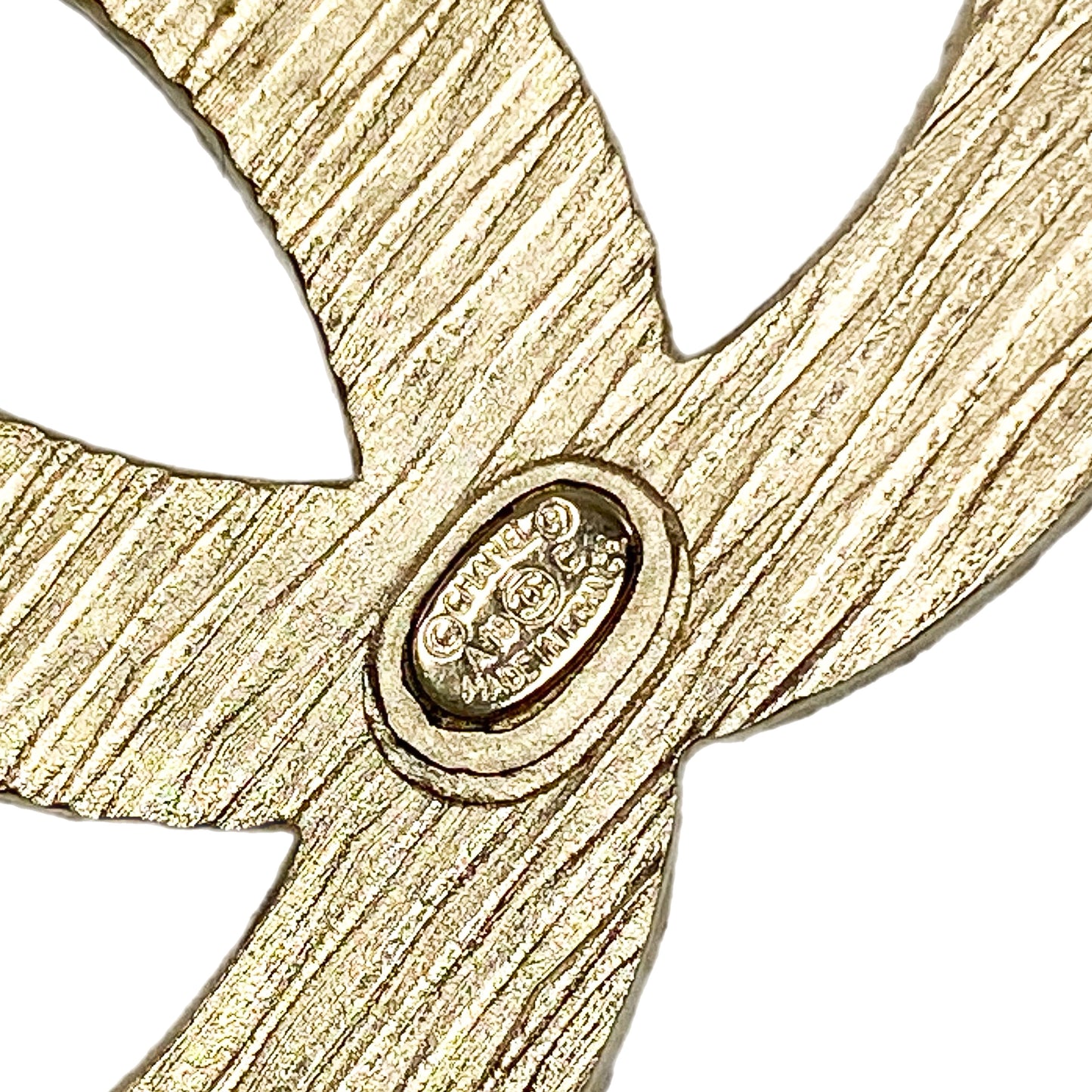 Chanel Blue Gold Striped CC Brooch