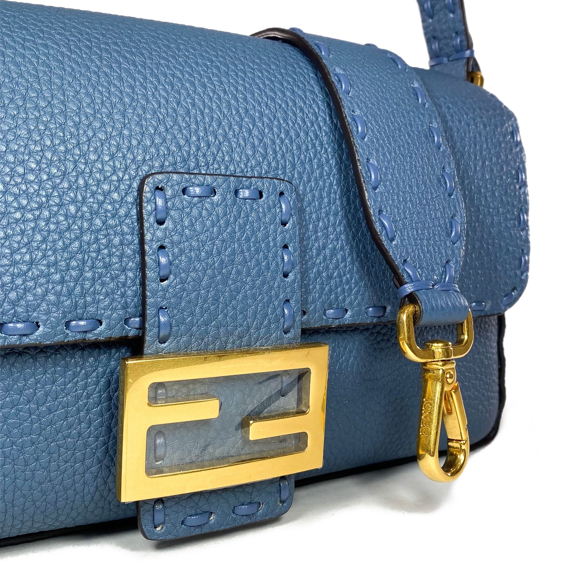 Fendi Blue Selleria Baguette