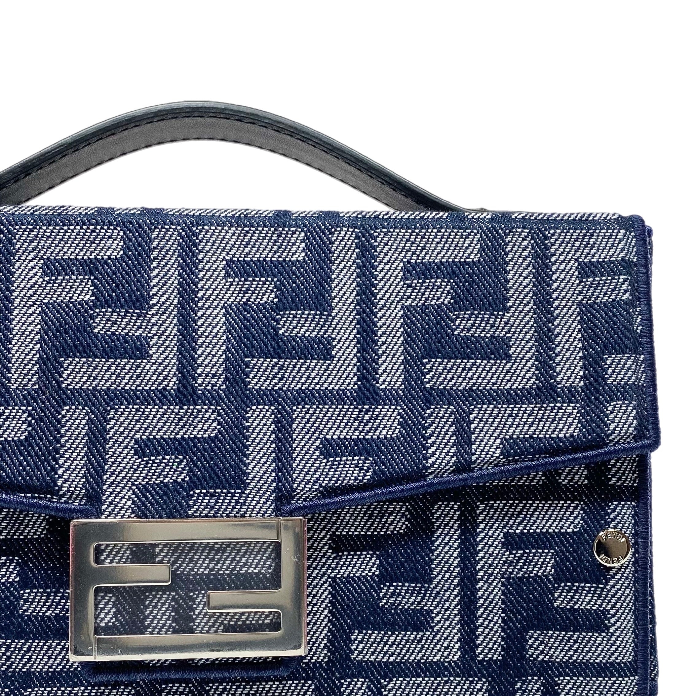 Fendi Denim Logo Soft Trunk Baguette