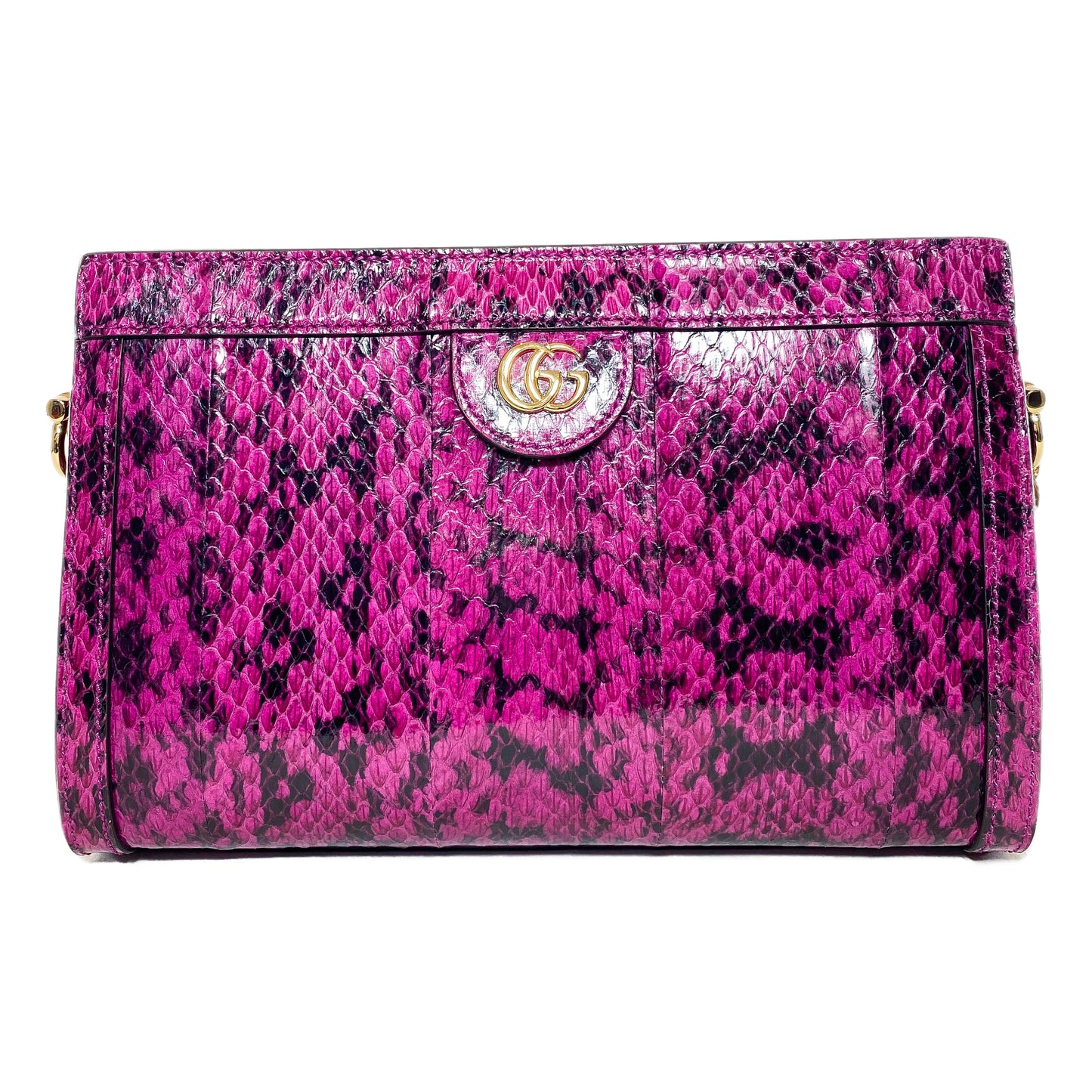 Gucci Pink GG Small Snakeskin Ophidia Chain Shoulder Bag
