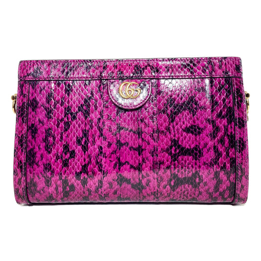 Gucci Pink GG Small Snakeskin Ophidia Chain Shoulder Bag