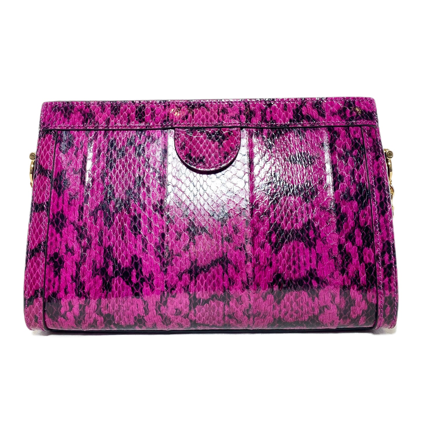 Gucci Pink GG Small Snakeskin Ophidia Chain Shoulder Bag