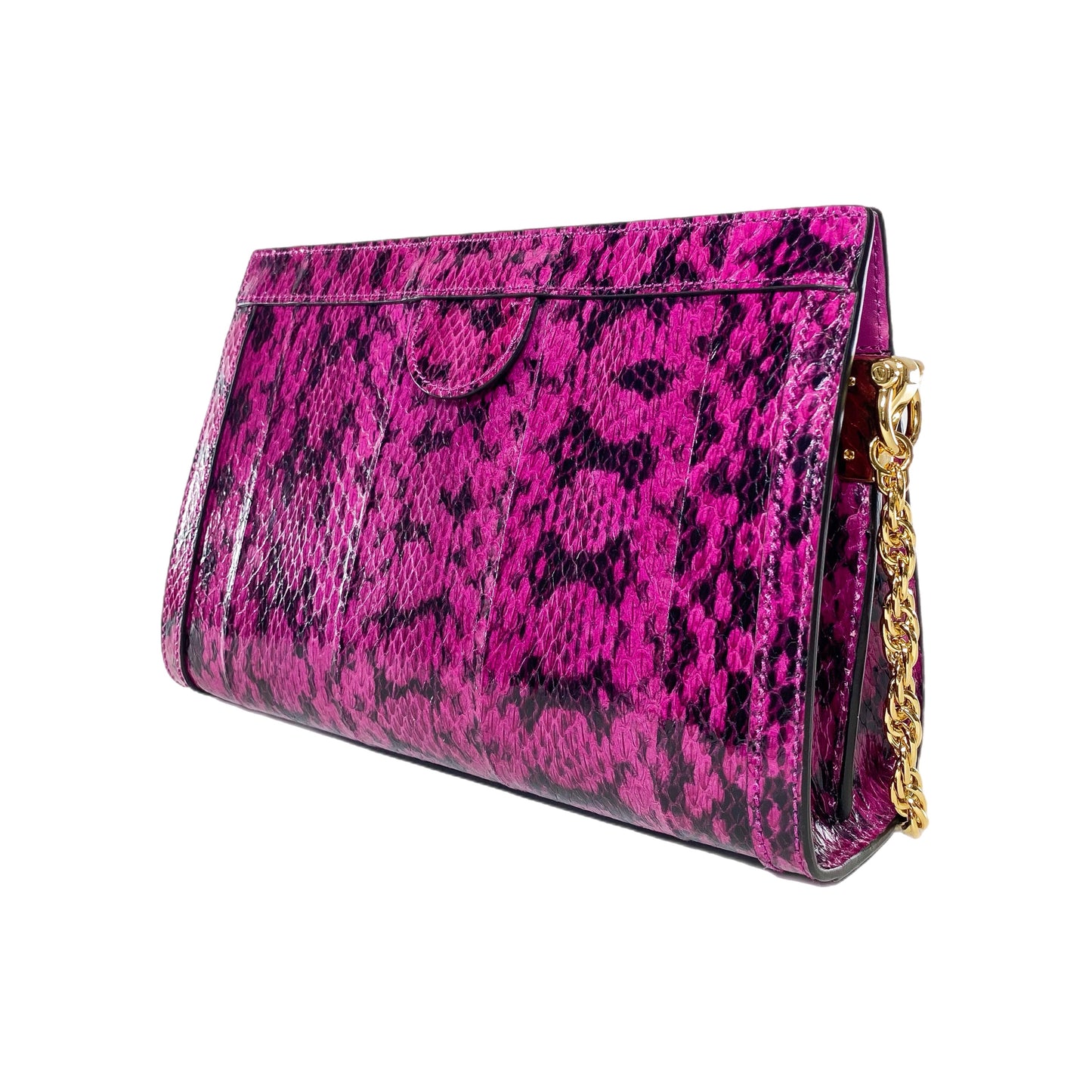 Gucci Pink GG Small Snakeskin Ophidia Chain Shoulder Bag