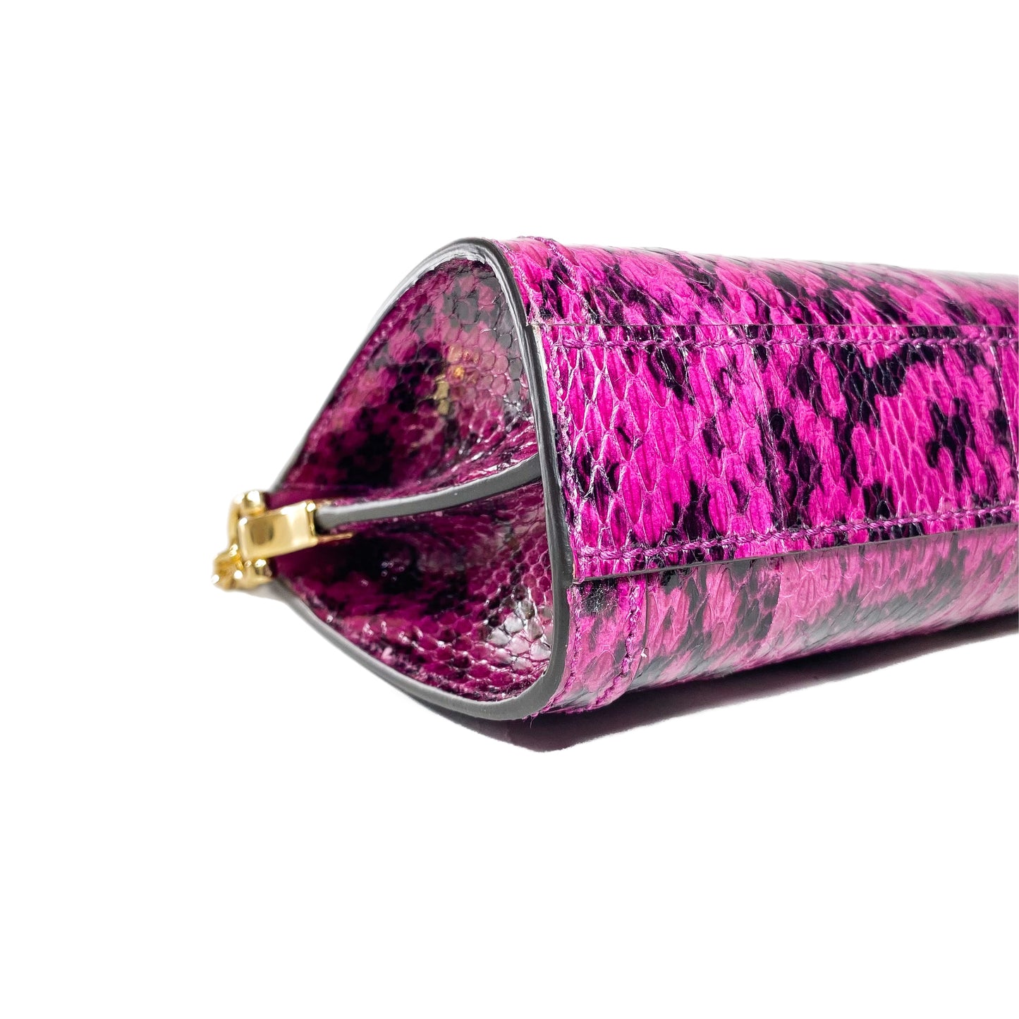 Gucci Pink GG Small Snakeskin Ophidia Chain Shoulder Bag