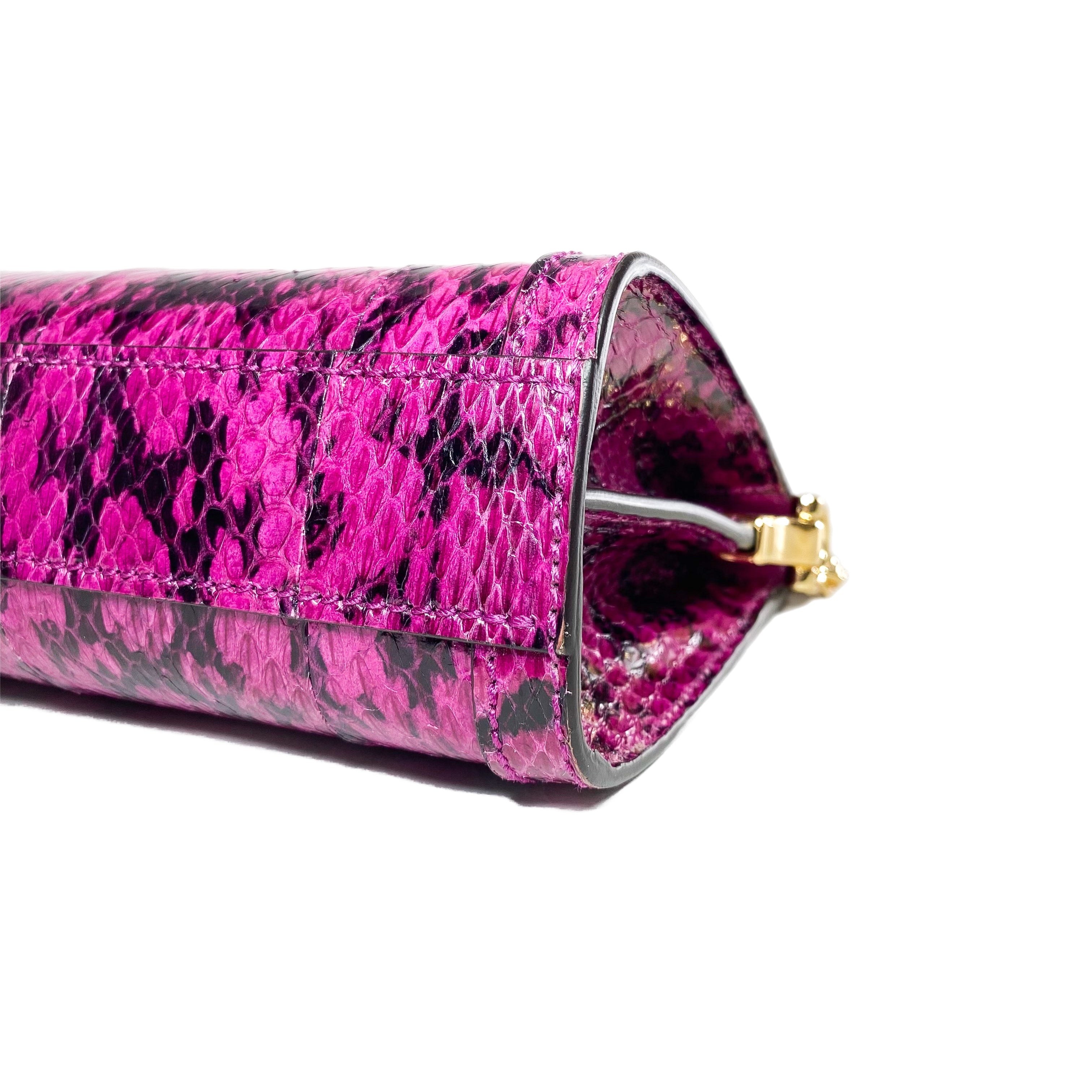 Gucci Pink GG Small Snakeskin Ophidia Chain Shoulder Bag