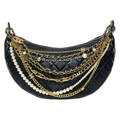 Chanel Black Quilted All About Chains Hobo Bag