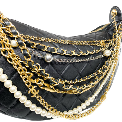 Chanel Black Quilted All About Chains Hobo Bag