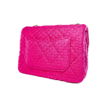 Chanel Fuchsia Cashmere Tweed Quilted Mini Bijoux Flap