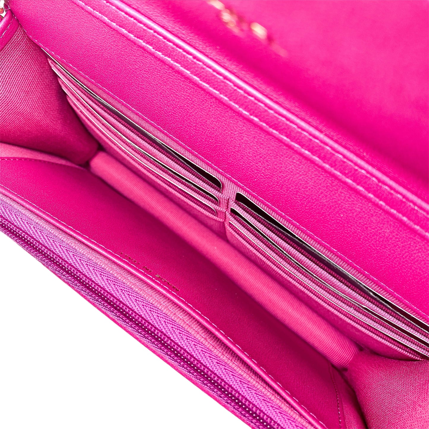 Chanel Fuchsia Patent Chain Heart Wallet on Chain