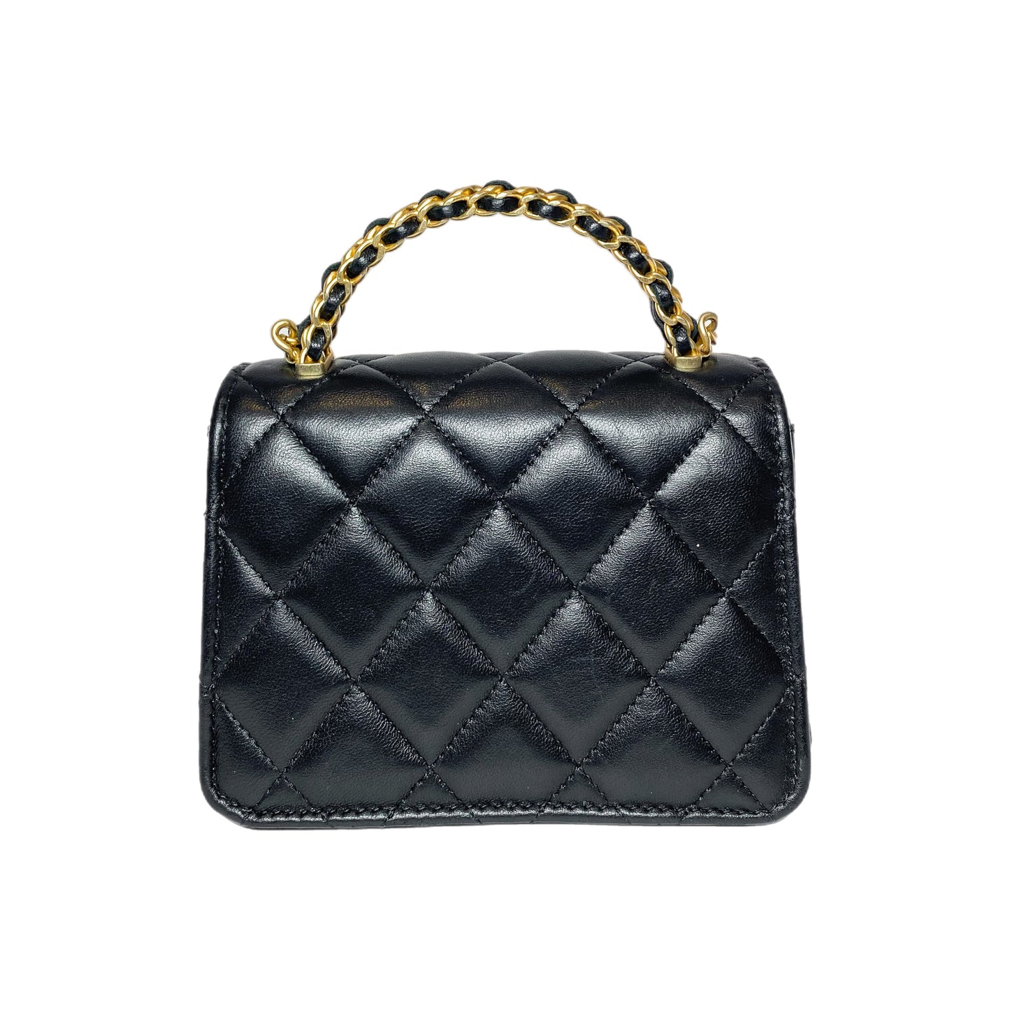 Chanel Black Chain Top Handle Clutch with Chain