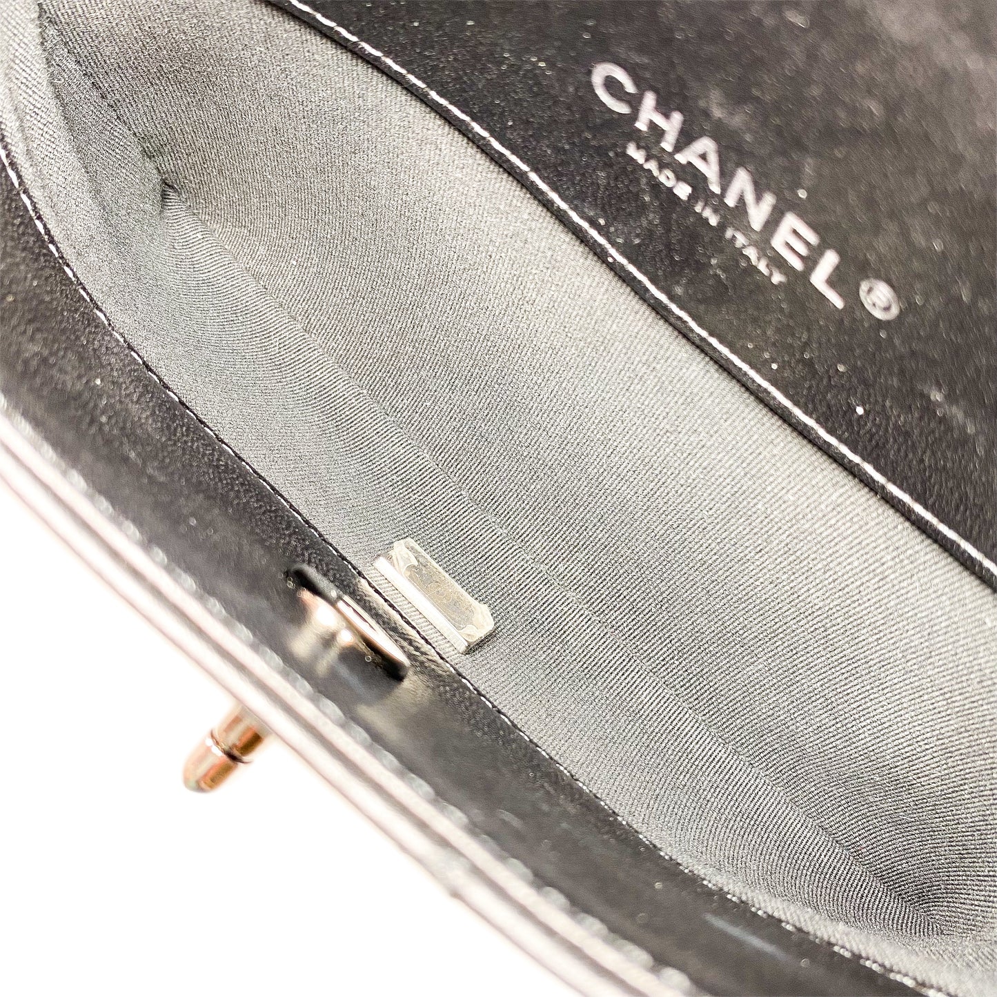 Chanel Black Printed Logo CC Envelope Clutch with Chain