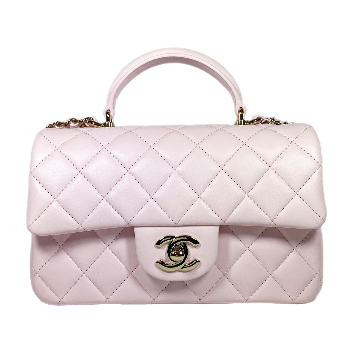 Chanel Light Pink Mini Rectangle Top Handle Flap Bag