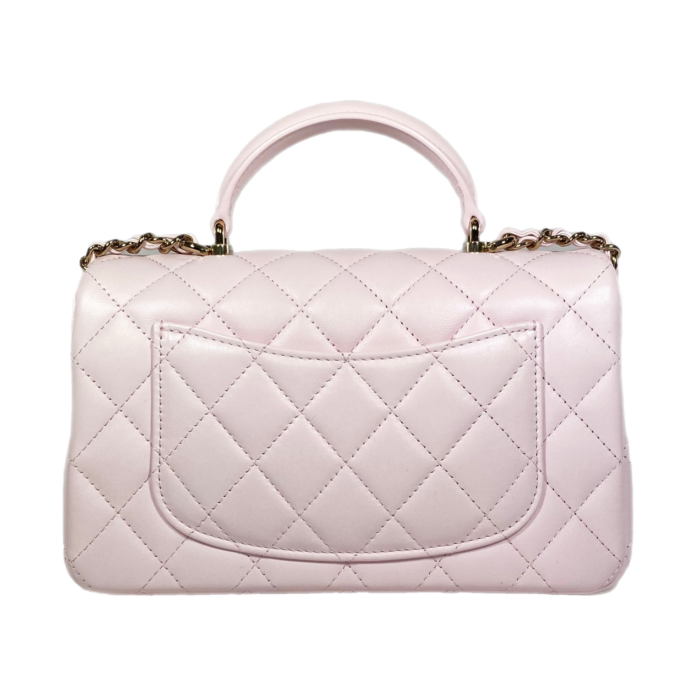 Chanel Light Pink Mini Rectangle Top Handle Flap Bag