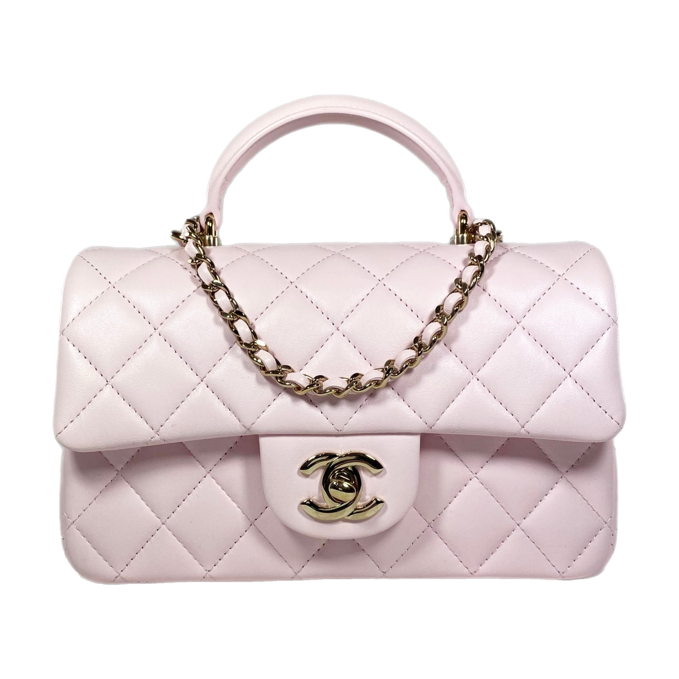 pink chanel mini rectangular flap