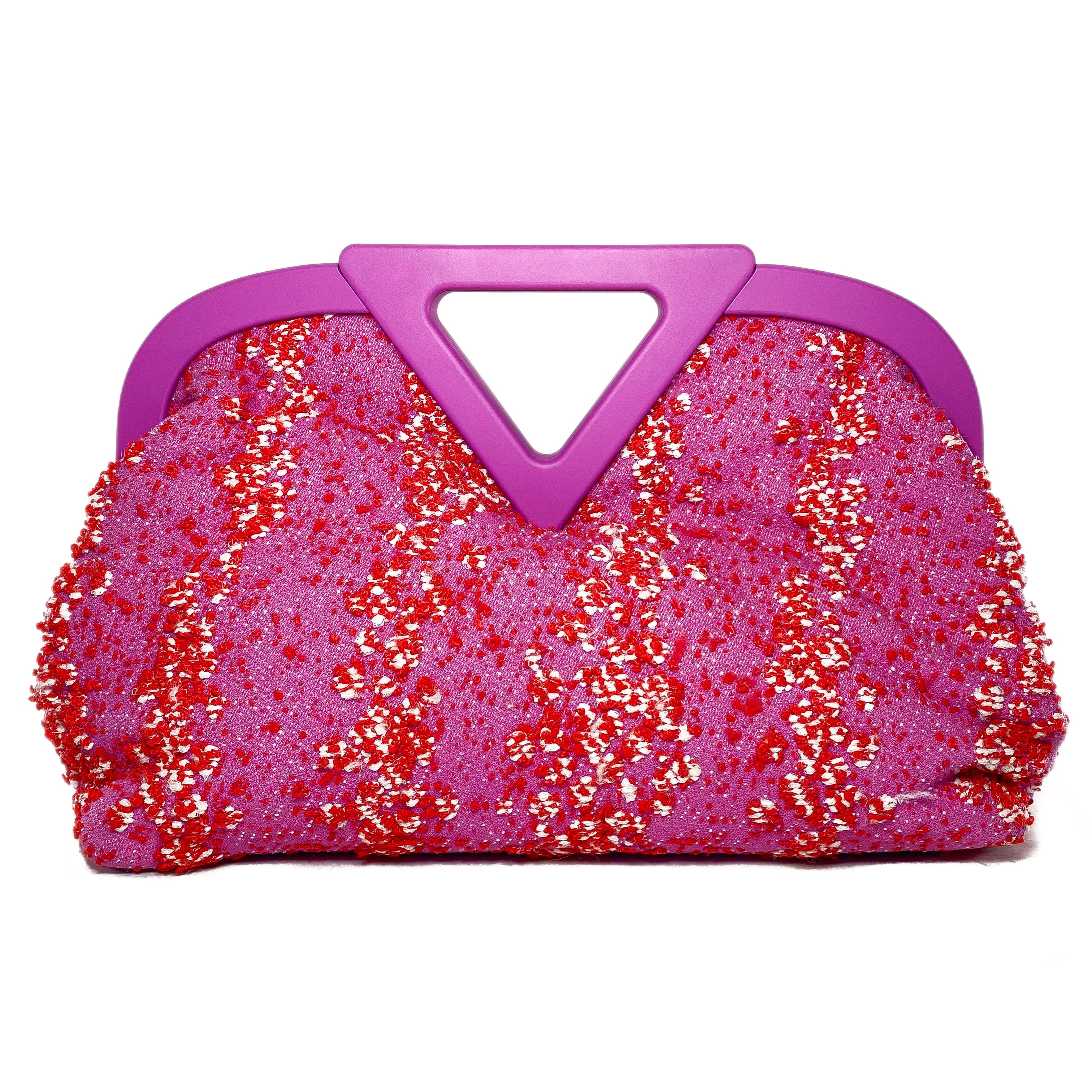 Bottega Veneta Fuchsia Knit Tweed Point Bag