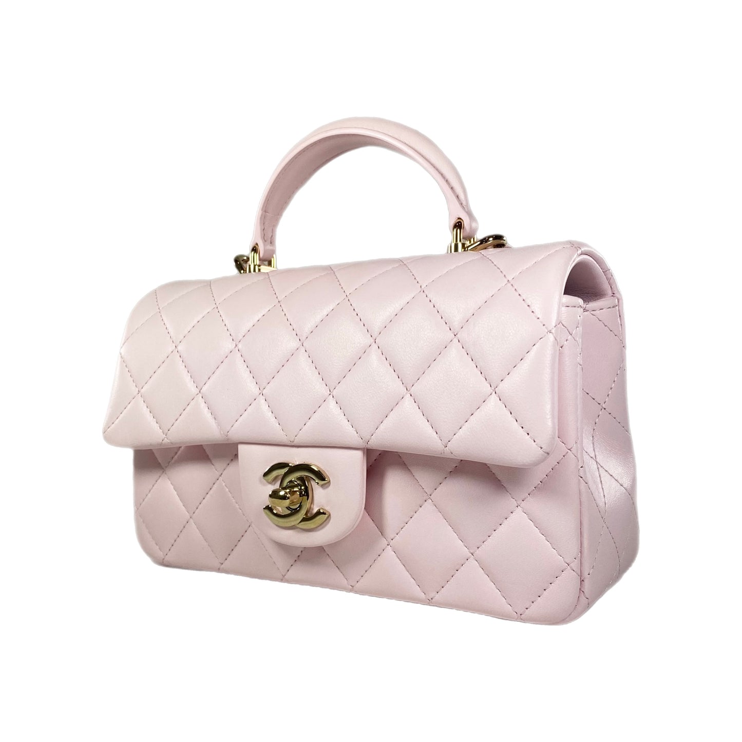 Chanel Light Pink Mini Rectangle Top Handle Flap Bag