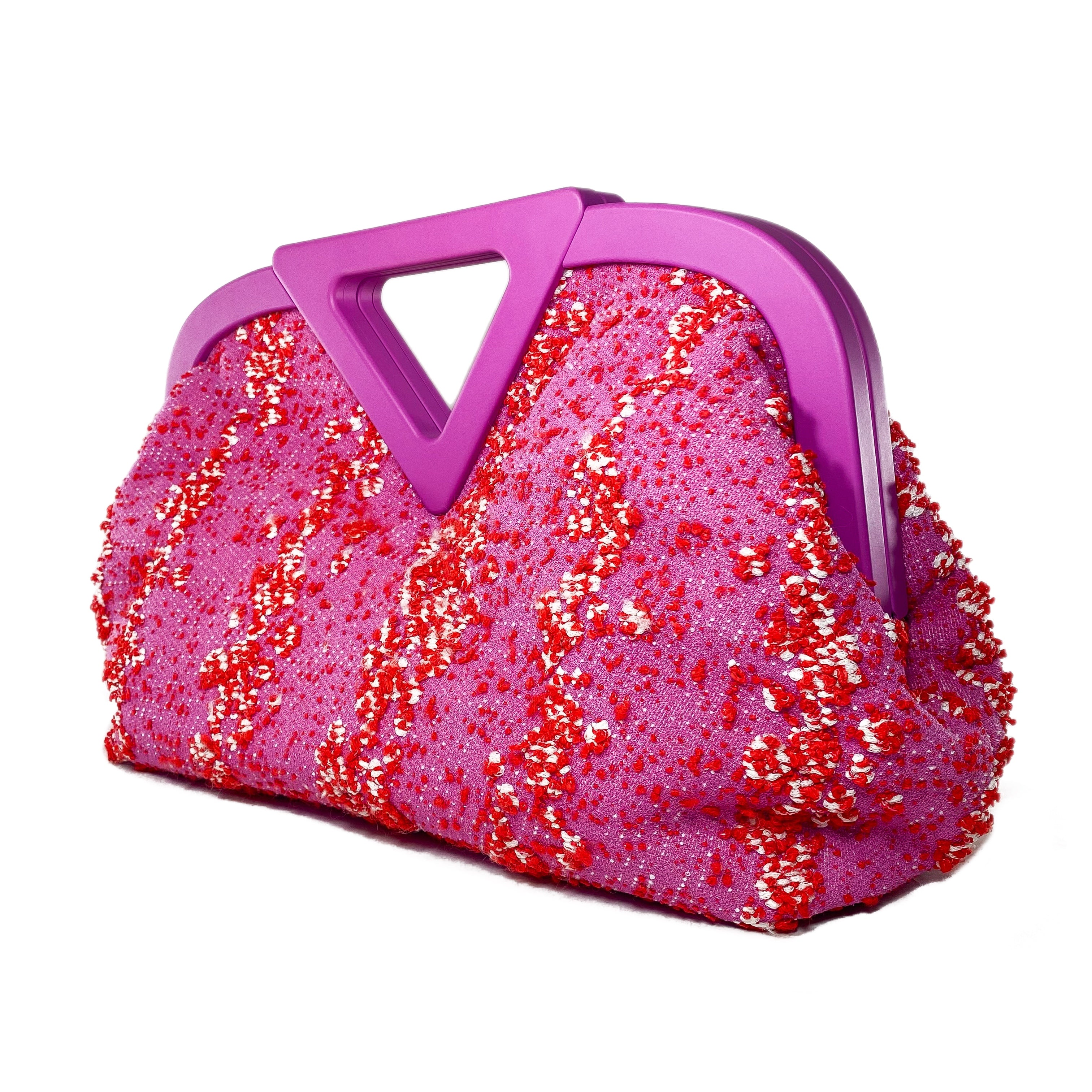 Bottega Veneta Fuchsia Knit Tweed Point Bag
