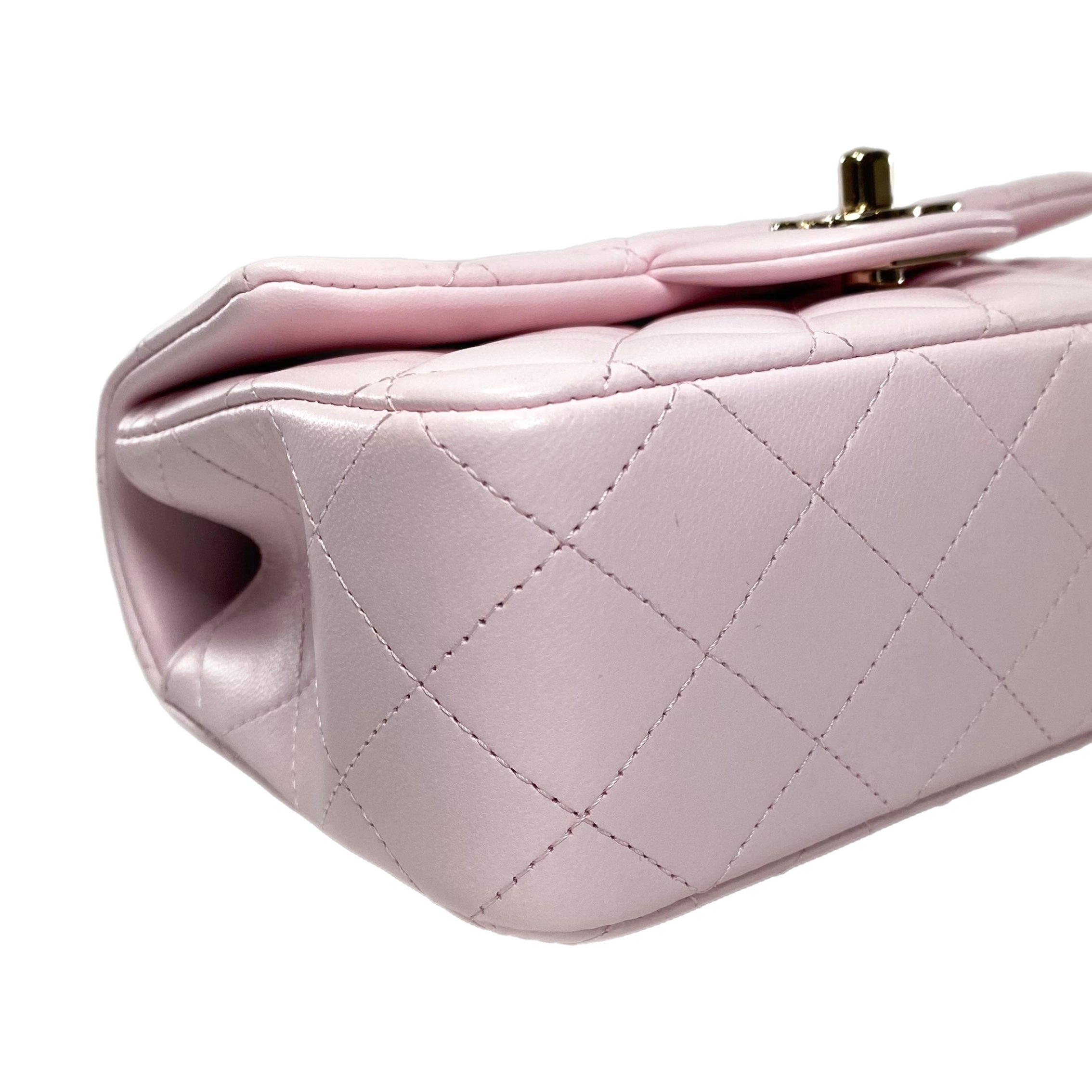 Chanel Light Pink Mini Rectangle Top Handle Flap Bag