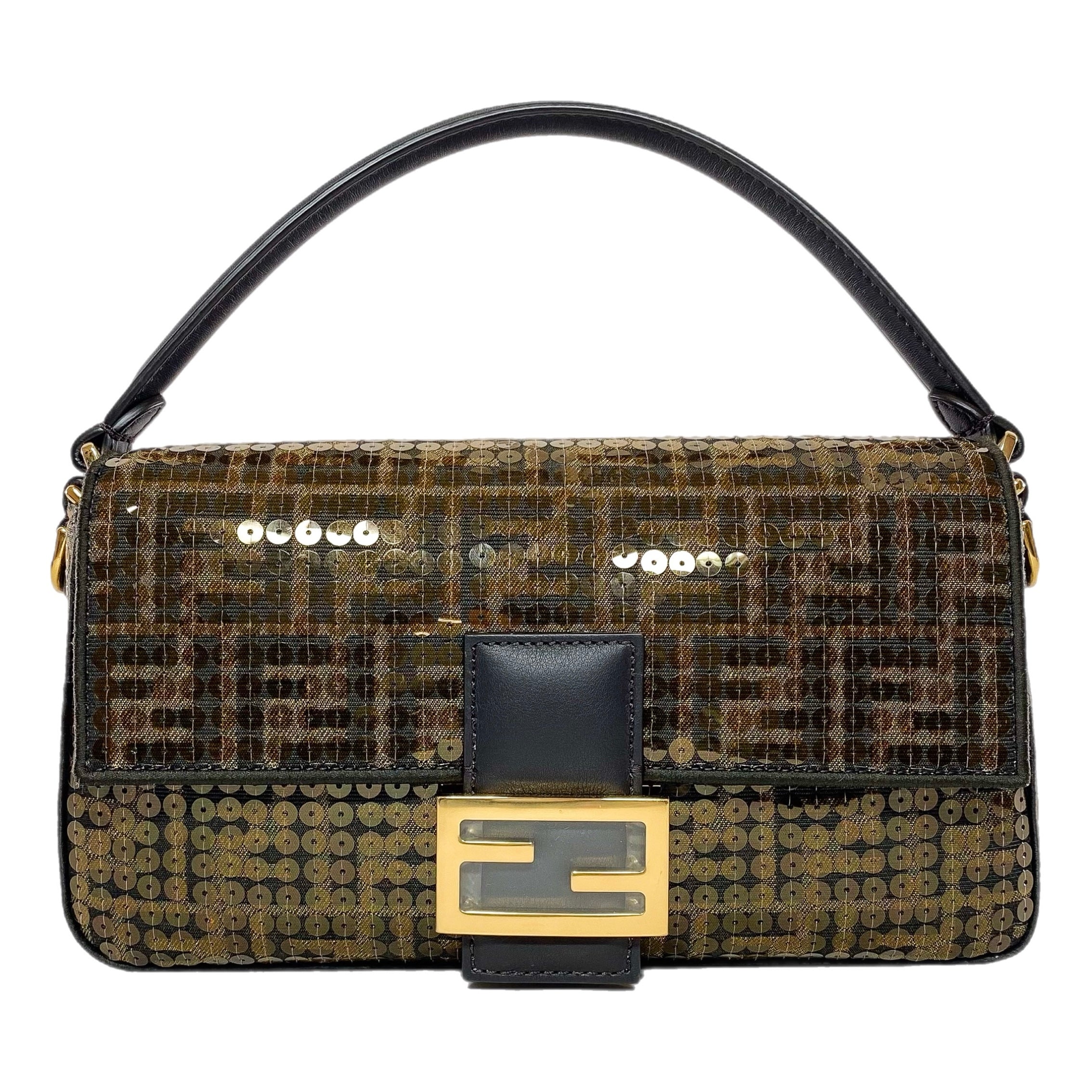 Fendi Brown Zucca Baguette with Sequins