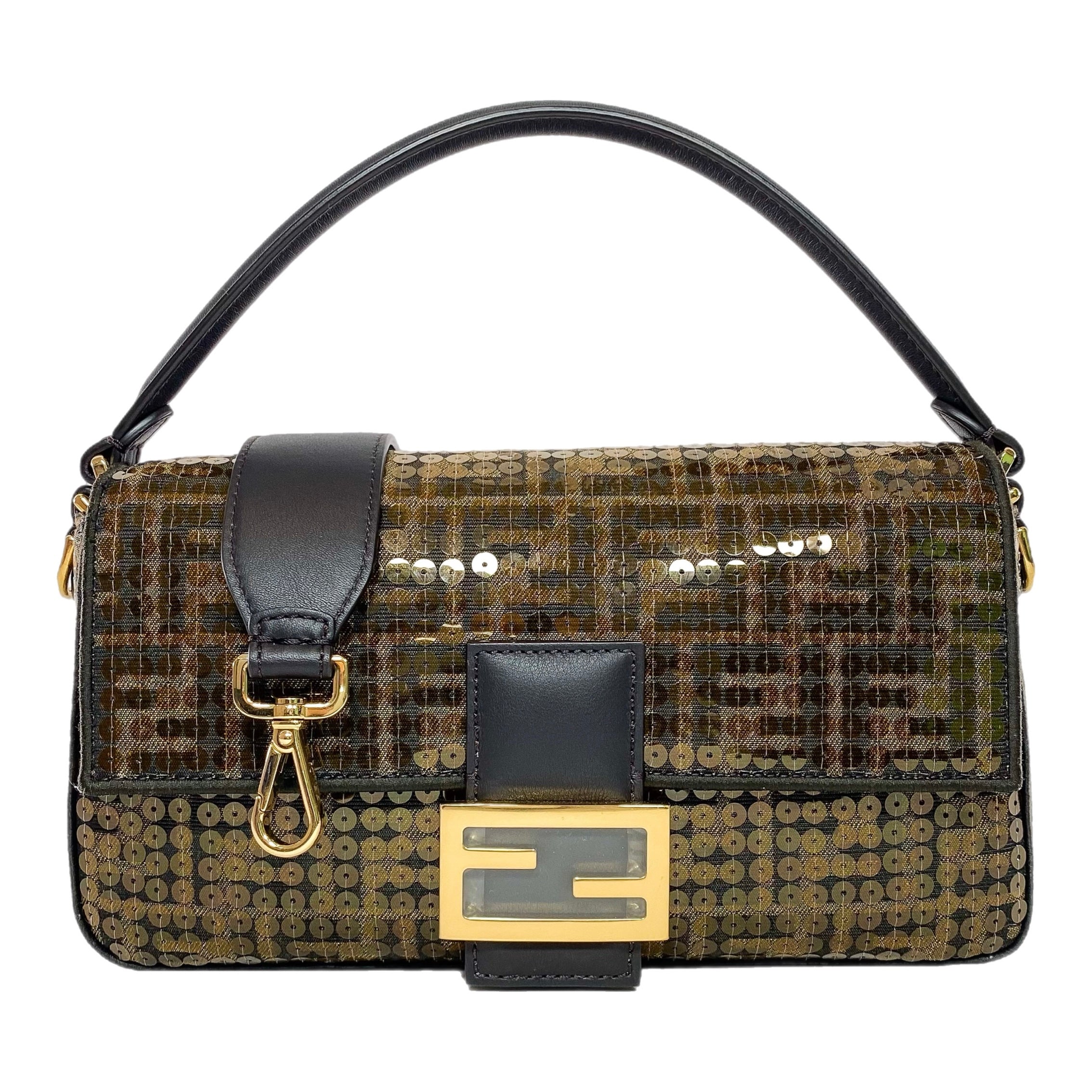 Fendi Brown Zucca Baguette with Sequins