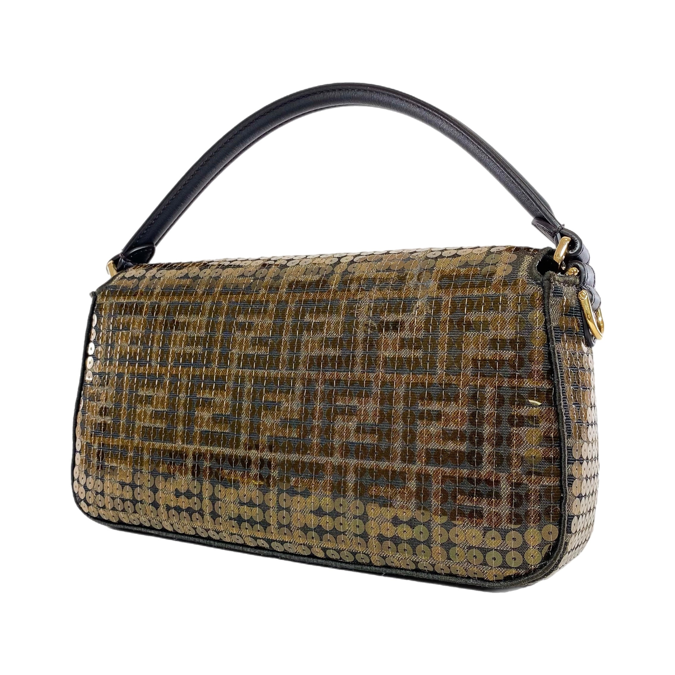 Fendi Brown Zucca Baguette with Sequins