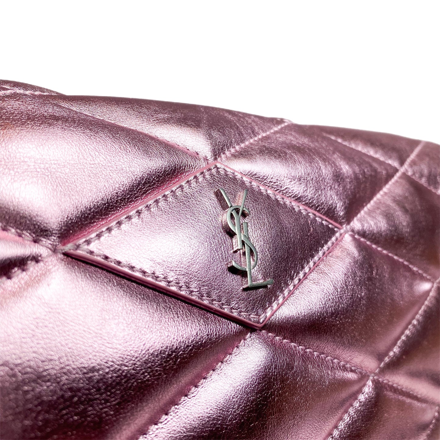 Saint Laurent Metallic Pink Quilted Sade Puffer Envelope Clutch