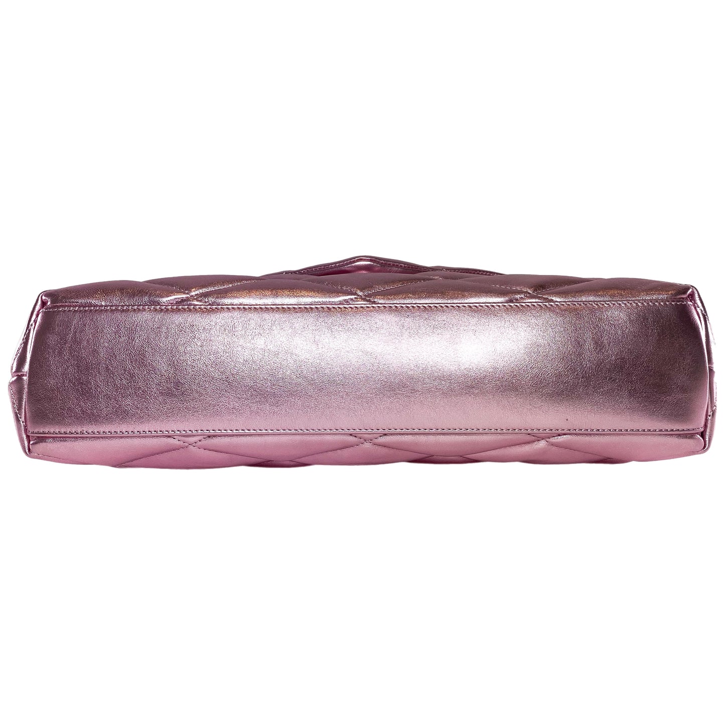 Saint Laurent Metallic Pink Quilted Sade Puffer Envelope Clutch