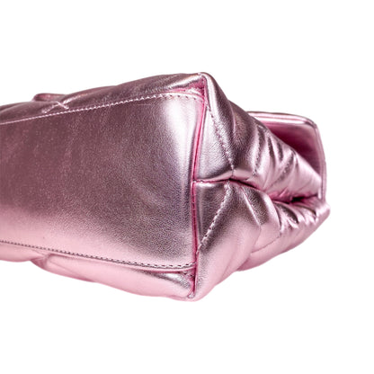 Saint Laurent Metallic Pink Quilted Sade Puffer Envelope Clutch