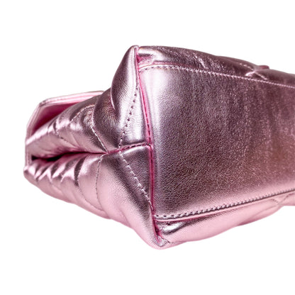 Saint Laurent Metallic Pink Quilted Sade Puffer Envelope Clutch