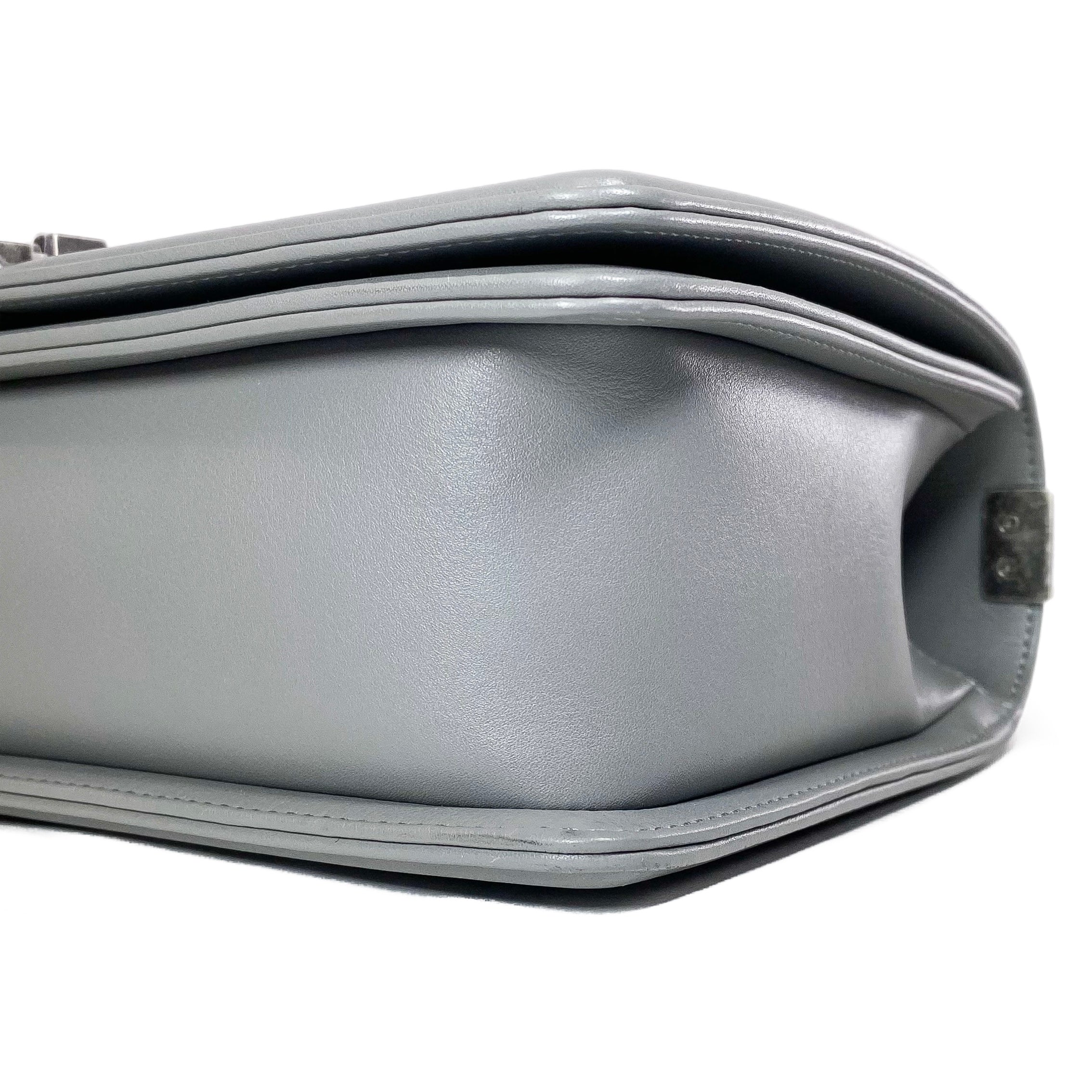 Chanel Gray New Medium Chevron Boy Bag