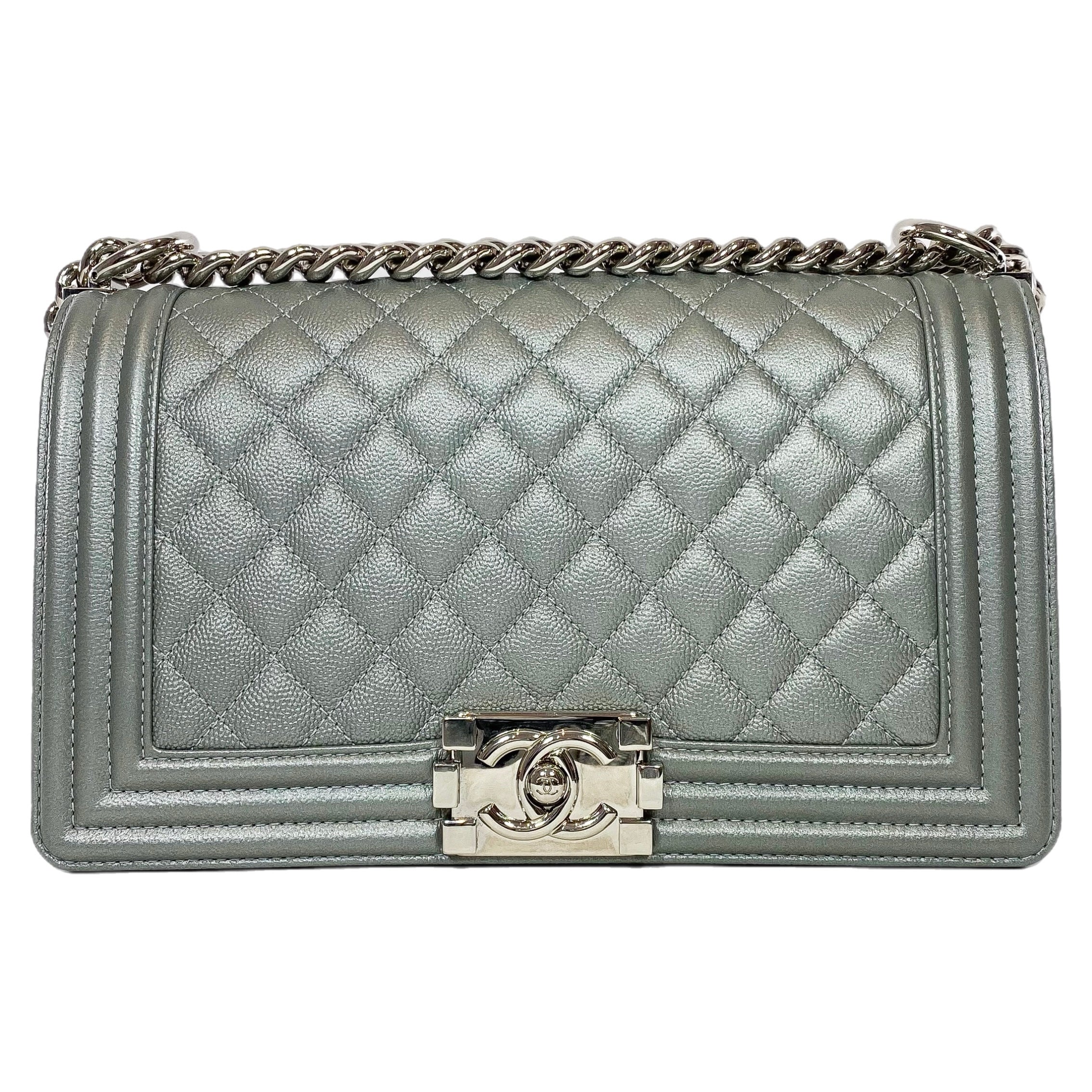 Chanel Silver Old Medium Boy Bag