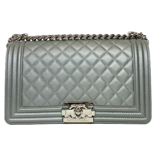 Chanel Silver Old Medium Boy Bag