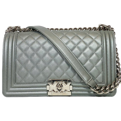 Chanel Silver Old Medium Boy Bag