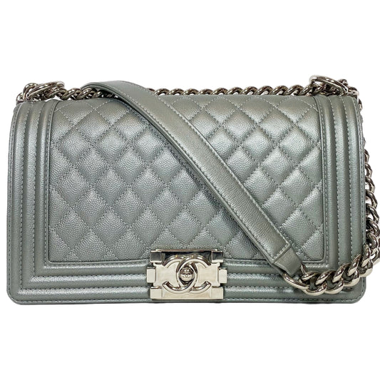 Chanel Silver Old Medium Boy Bag