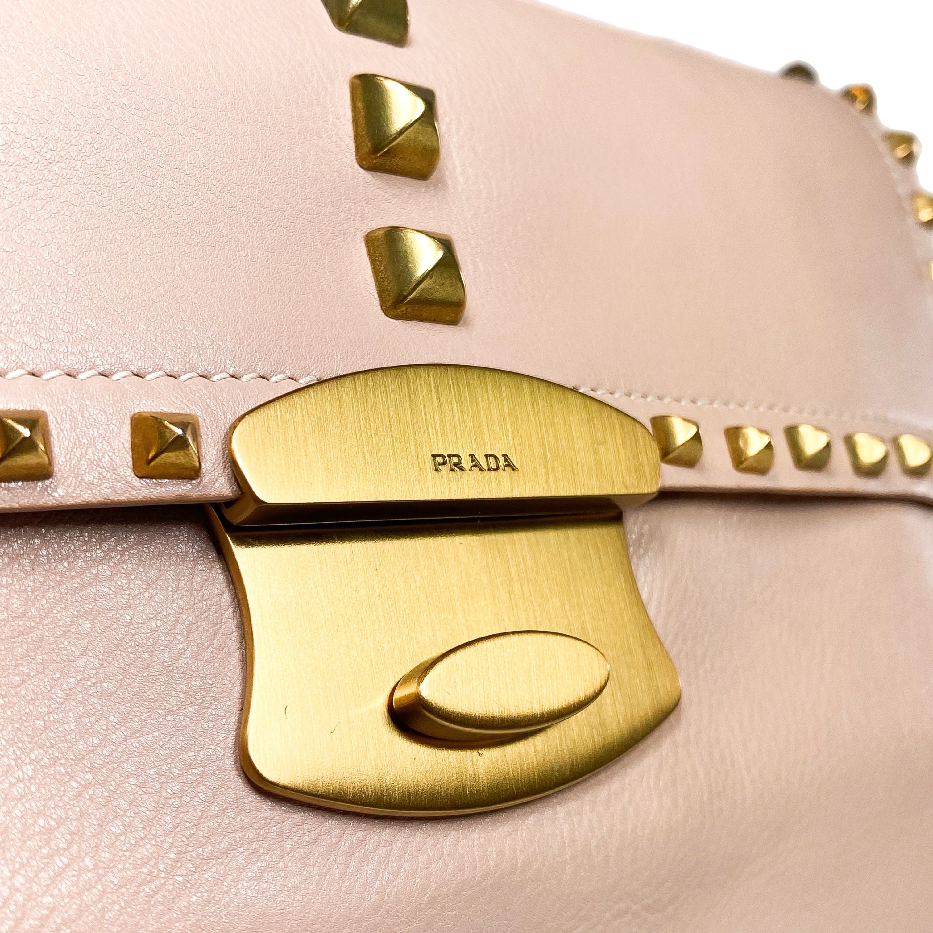 Prada Blush Studded Chain Strap Shoulder Bag