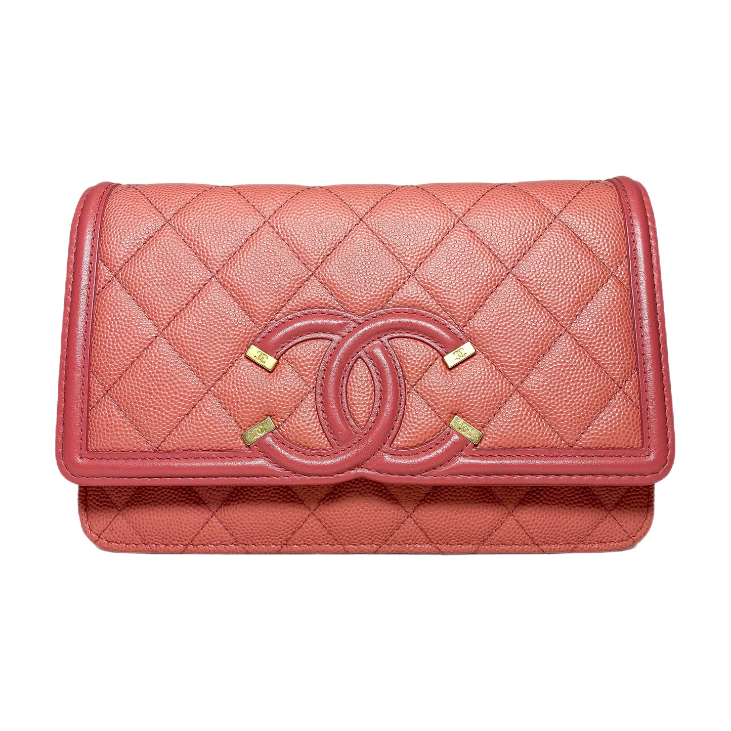 Chanel Dusty Rose Filigree Caviar Wallet on Chain