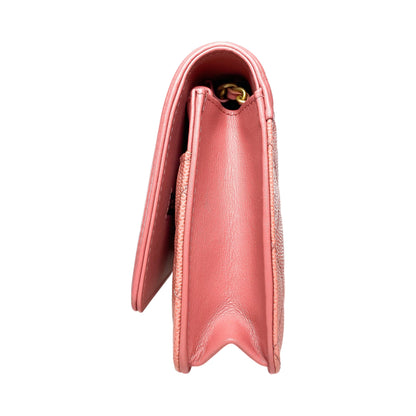 Chanel Dusty Rose Filigree Caviar Wallet on Chain