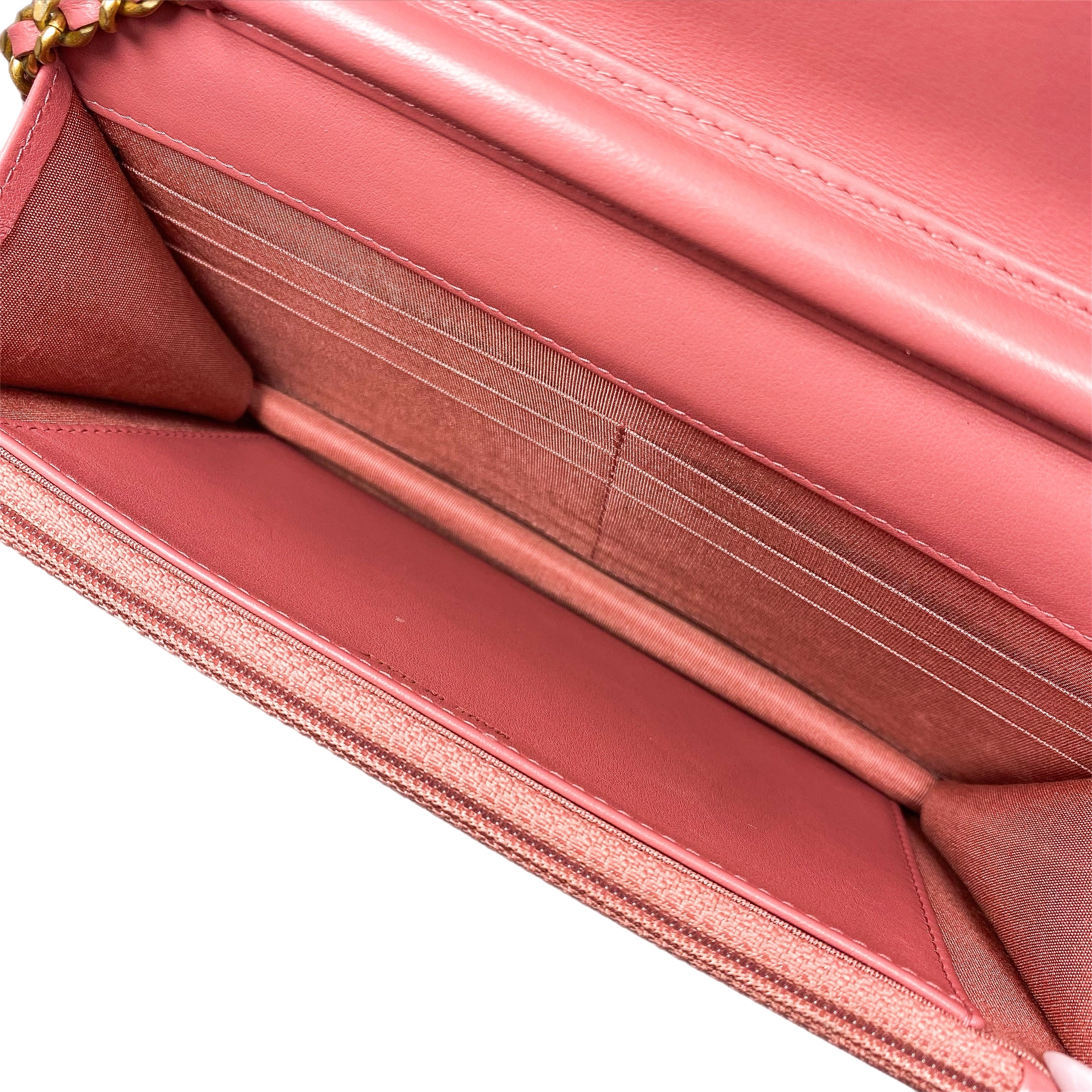 Chanel Dusty Rose Filigree Caviar Wallet on Chain
