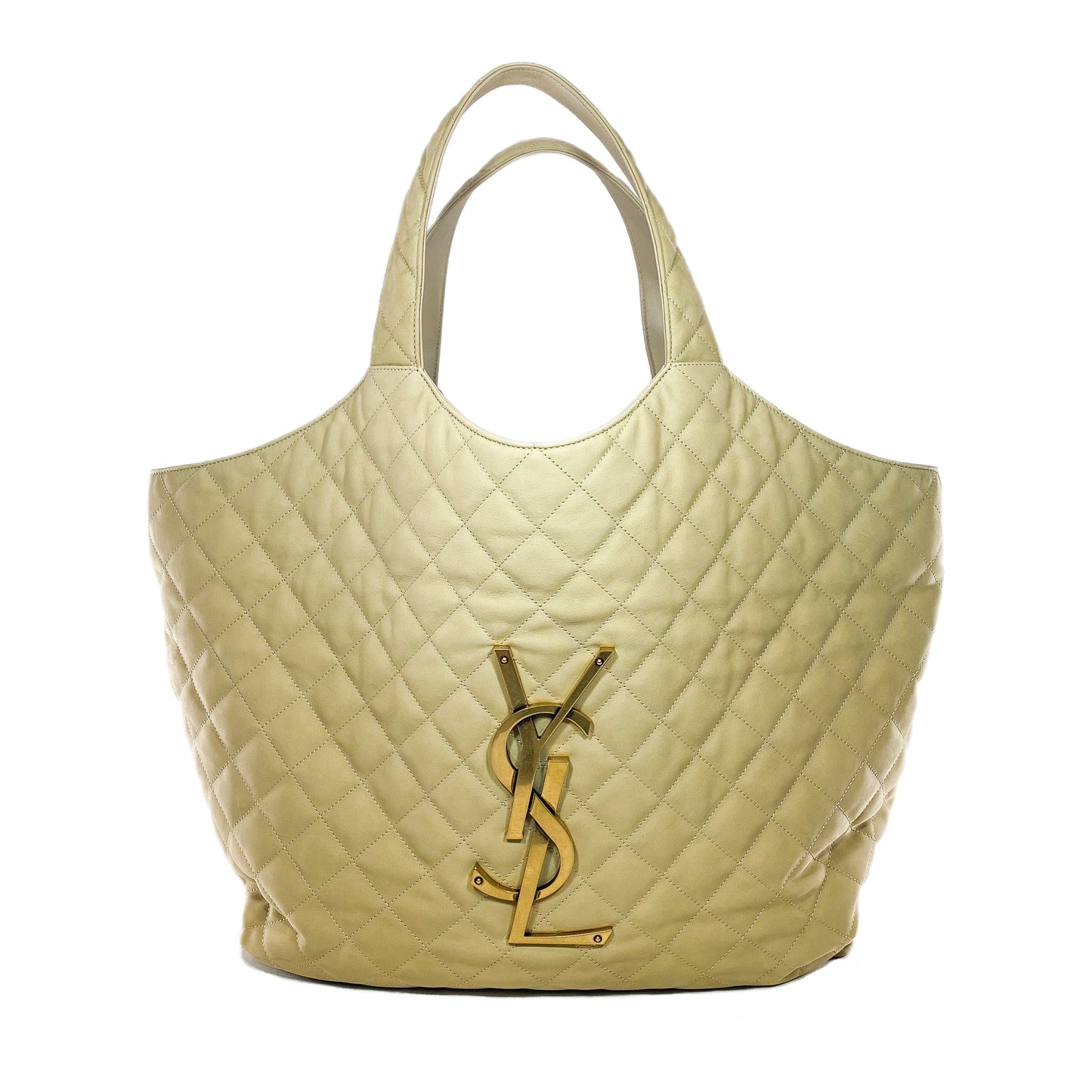 YSL Beige Nubuck Suede Quilted Maxi Icare Shopping Tote