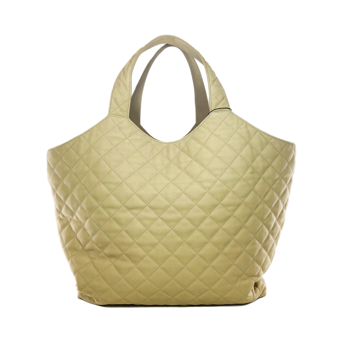 YSL Beige Nubuck Suede Quilted Maxi Icare Shopping Tote
