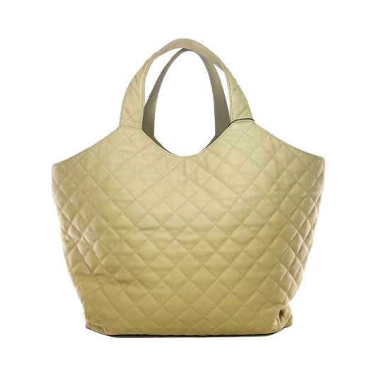 YSL Beige Nubuck Suede Quilted Maxi Icare Shopping Tote