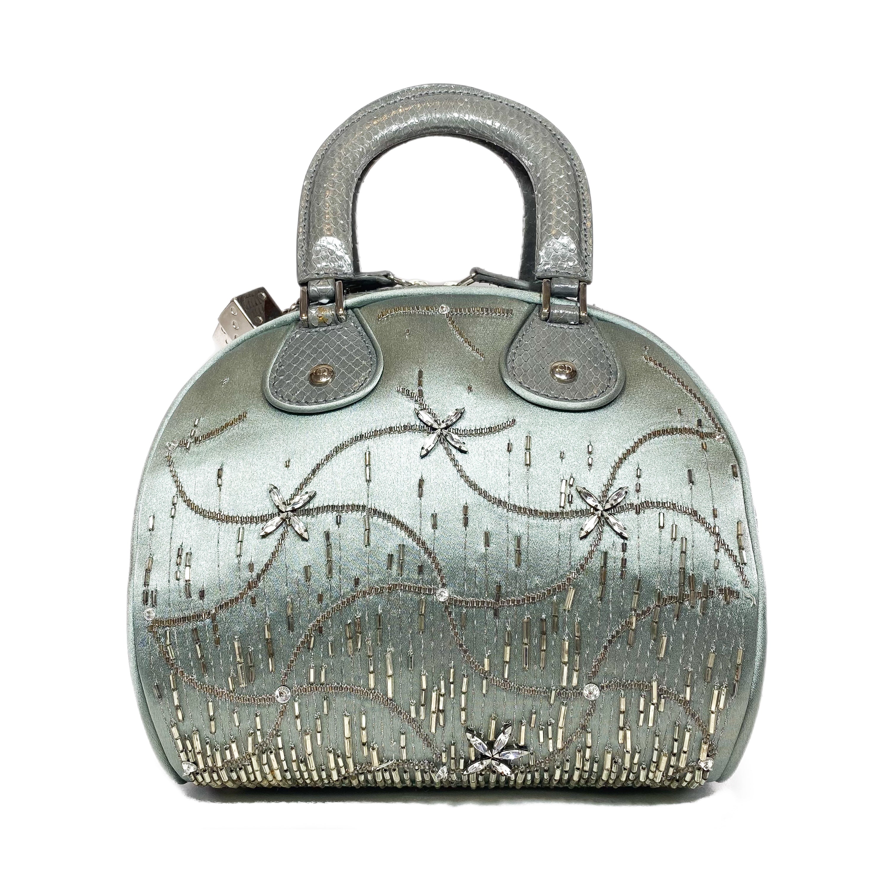 Dior Vintage Crystal Python Trimmed Satin Gambler Bag – Consign of