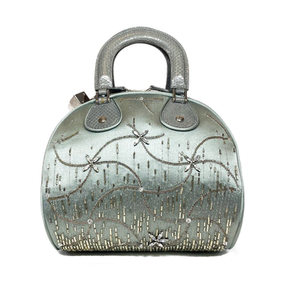 Dior Vintage Crystal Python Trimmed Satin Gambler Bag